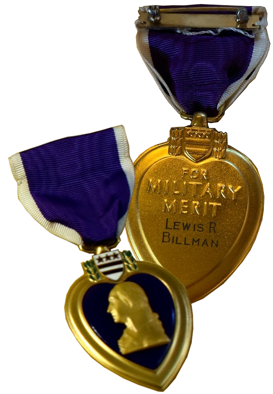 BILLMAN Lewis R purple heart medal